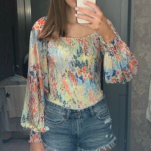 Floral Puff Sleeved Top - Anthropologie